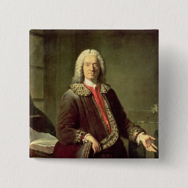 Badge Carré 5 Cm Portrait Prosper Jolyot de Crebillon, 1746 (Devant)