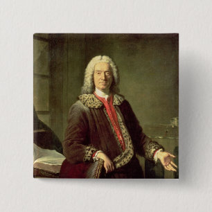 Badge Carré 5 Cm Portrait Prosper Jolyot de Crebillon, 1746
