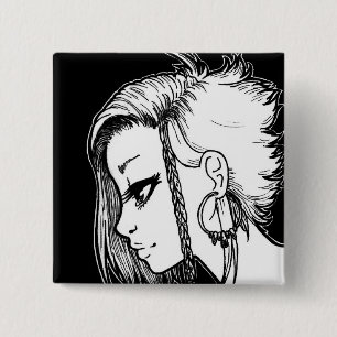 Badge Carré 5 Cm Portraits d'encre (Panya)