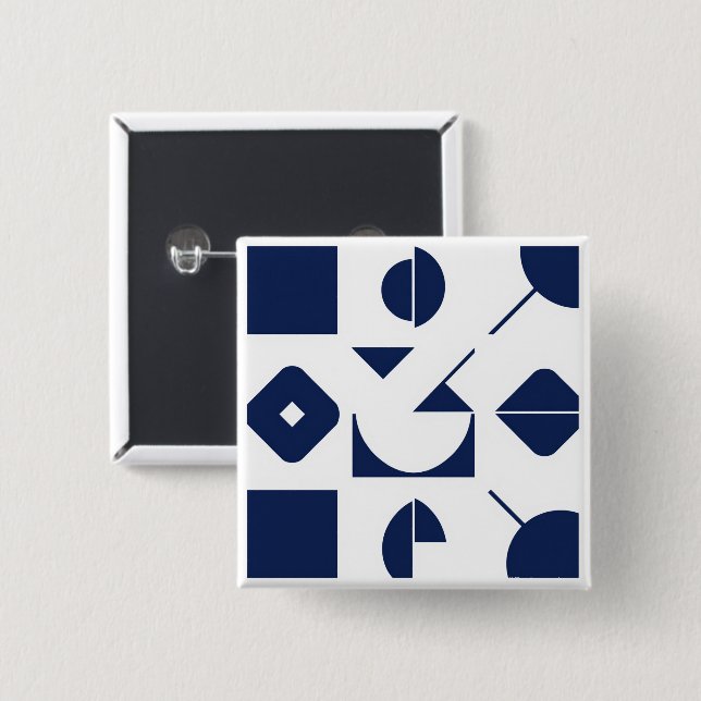 Badge Carré 5 Cm Portuguese Azulejo Geometric Pattern Button – Mode (Devant & derrière)