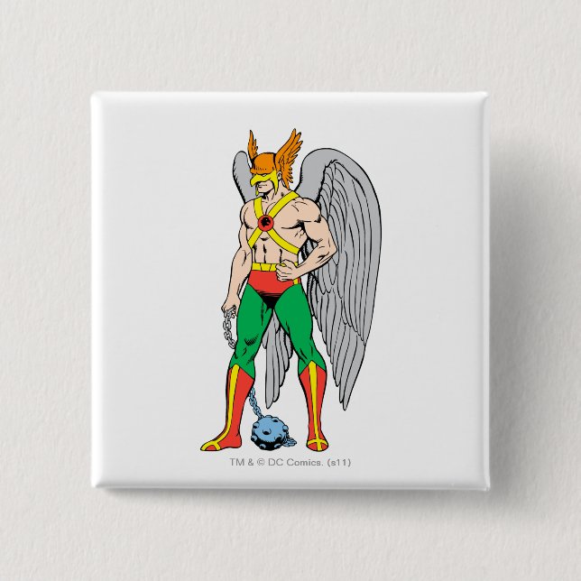 Badge Carré 5 Cm Pose de la Permanence d'Hawkman (Devant)