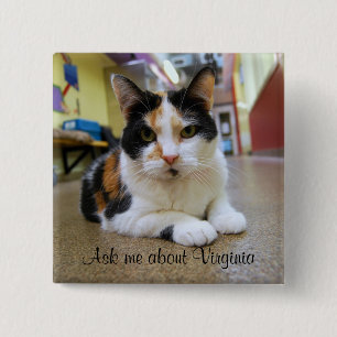 Badge Carré 5 Cm Posez-moi la question sur Virginia Button