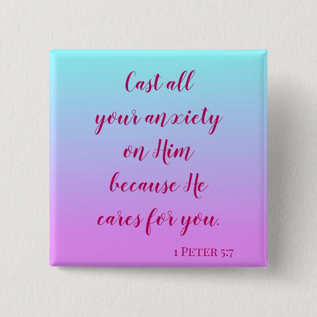 Badge Carré 5 Cm Posez votre anxiété violet et bleu ombre (Devant)