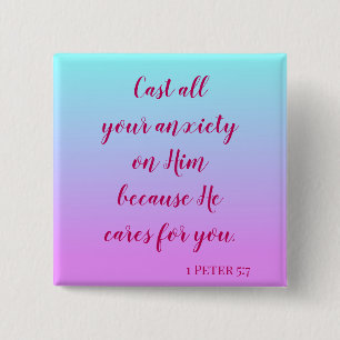 Badge Carré 5 Cm Posez votre anxiété violet et bleu ombre