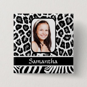 Badge Carré 5 Cm Poster de animal noir et blanc