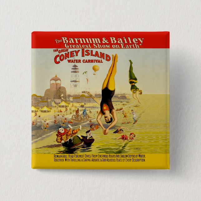 Badge Carré 5 Cm Poster de Coney Island Sideshow (Devant)