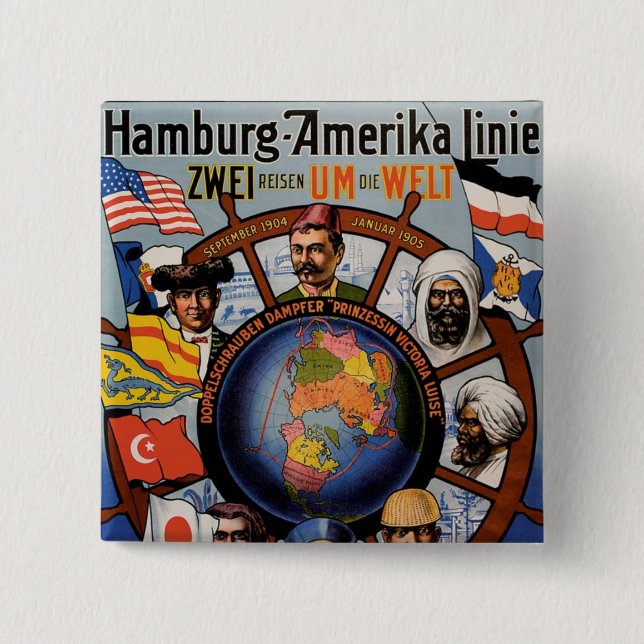 Badge Carré 5 Cm Poster de la ligne Amerika de Hambourg (Devant)