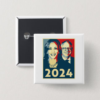 Badge Carré 5 Cm Poster Harris Walz 2024