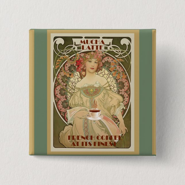 Badge Carré 5 Cm Poster vintage de café (Devant)