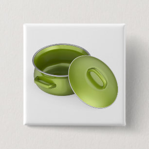 Badge Carré 5 Cm Pot à cuisson en émail vert vide