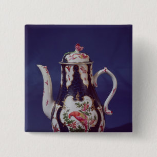 Badge Carré 5 Cm Pot de café de Worcester, décoré des oiseaux