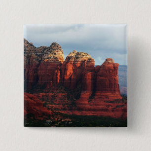 Badge Carré 5 Cm Pot de café rocheux nuageux à Sedona Arizona