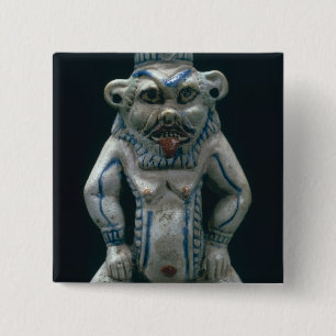 Badge Carré 5 Cm Pot de Kohl sous forme de dieu Bes, nouveau