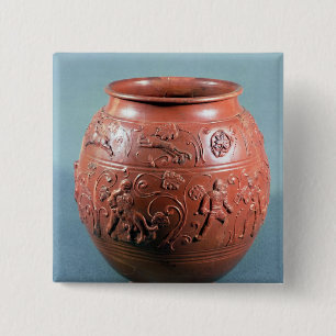 Badge Carré 5 Cm Pot de Sigillated, de Lezoux, Puy-De-Dôme