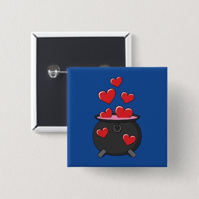 Badge Carré 5 Cm Potion d'amour des coeurs (Devant & derrière)