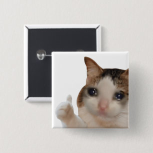 Badge Carré 5 Cm Pouce en l'air Ok Chat Meme Épinglette Bouton