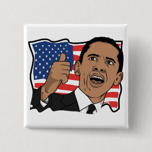 Badge Carré 5 Cm Pouces de Barack Obama