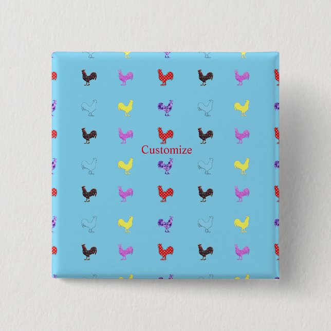 Badge Carré 5 Cm Poules de poulet Thunder_Cove (Devant)