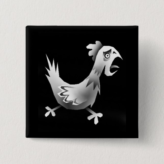 Badge Carré 5 Cm Poulet ! (Devant)