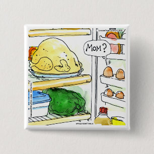 Badge Carré 5 Cm Poulet d'Oeuf de Famille Drôle de Réfrigérateur