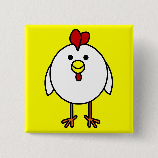 Badge Carré 5 Cm Poulet heureux mignon (Devant)