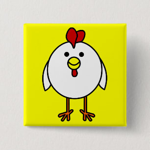 Badge Carré 5 Cm Poulet heureux mignon