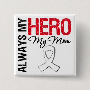 Badge Carré 5 Cm Poumon et cancer de l'os - toujours mon héros ma