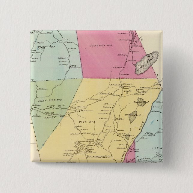 Badge Carré 5 Cm Poundridge, ville (Devant)