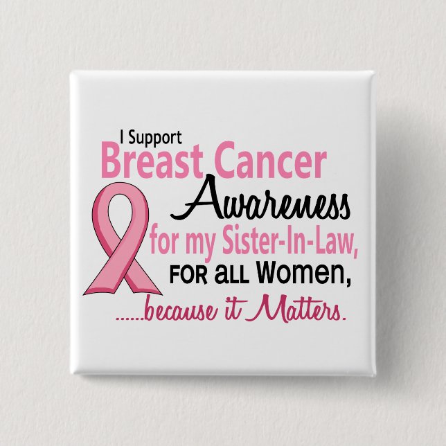 Badge Carré 5 Cm Pour ma conscience de cancer du sein de (Devant)