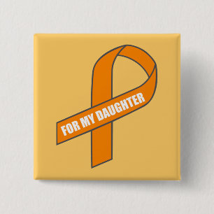 Badge Carré 5 Cm Pour ma fille (ruban orange)