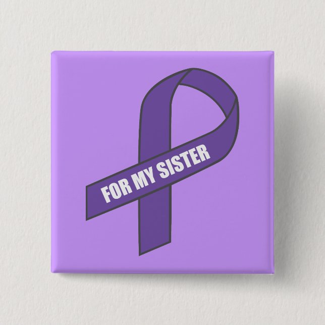Badge Carré 5 Cm Pour Ma Soeur (Ruban Violet) (Devant)