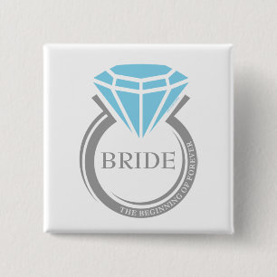 Badge Carré 5 Cm Pour toujours bouton nuptiale de coutume de partie