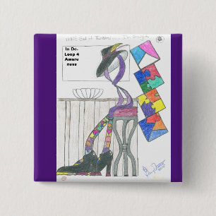 Badge Carré 5 Cm Pour violet et sensibilisation sur l'autisme. Accé