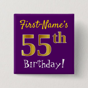 Badge Carré 5 Cm Pourpre, anniversaire d'or de Faux