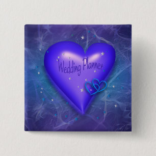 Badge Carré 5 Cm Pourpre de bigorneau et bouton de wedding planner