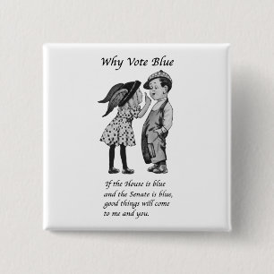 Badge Carré 5 Cm Pourquoi voter bleu en 2024