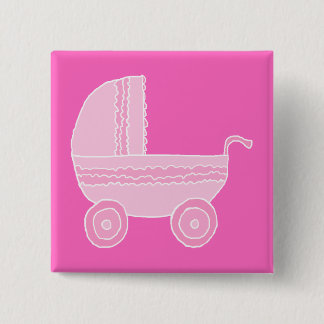 Badge Carré 5 Cm Poussette de bébé. Rose rose-clair et lumineux