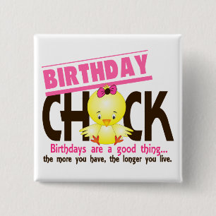 Badge Carré 5 Cm Poussin 4 d'anniversaire