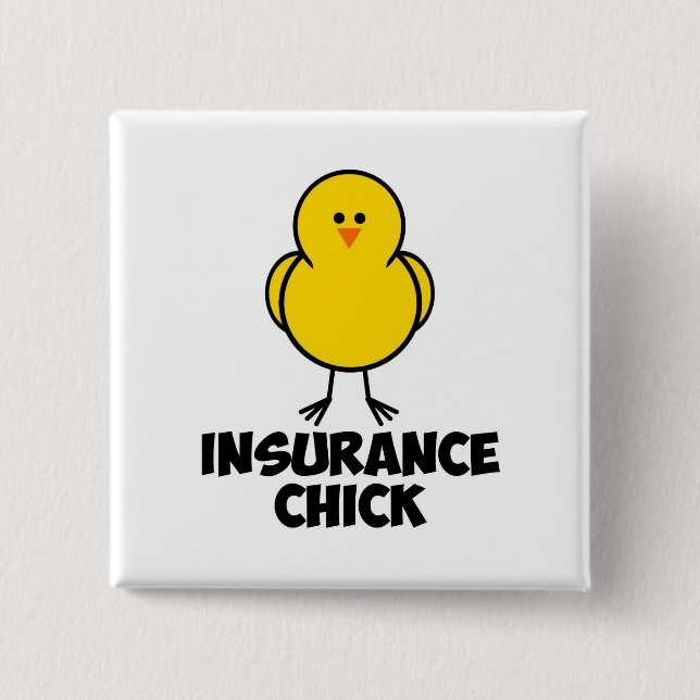 Badge Carré 5 Cm Poussin d'assurance (Devant)