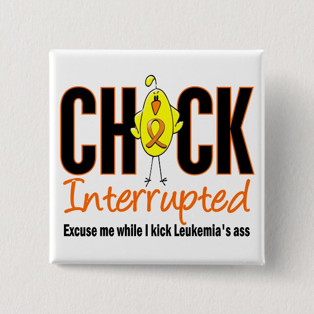 Badge Carré 5 Cm Poussin de leucémie interrompu (Devant)
