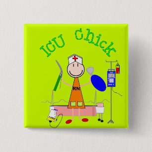 Badge Carré 5 Cm Poussin d'ICU (infirmière)