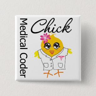 Badge Carré 5 Cm Poussin médical de codeur