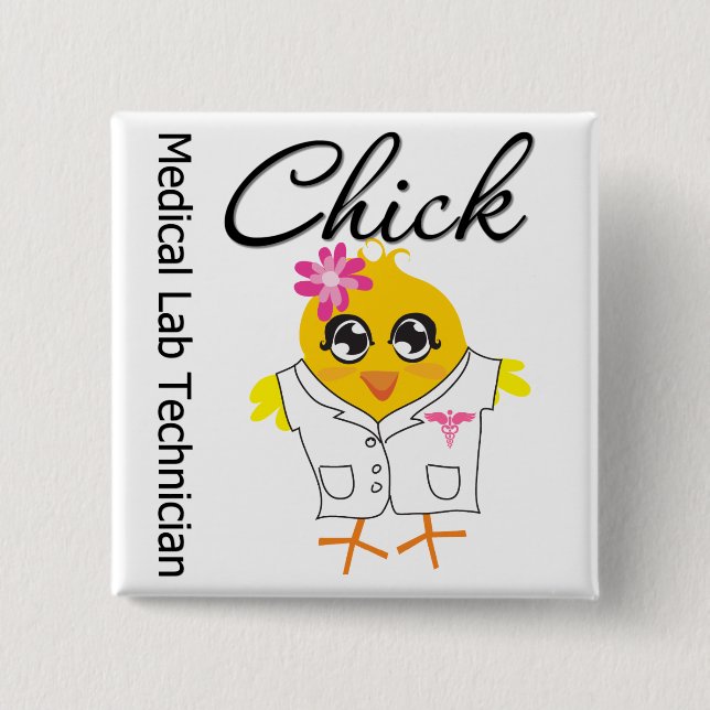 Badge Carré 5 Cm Poussin médical de technicien de laboratoire (Devant)