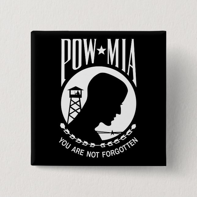 Badge Carré 5 Cm POW MIA Héros militaires américains Prisonniers de (Devant)
