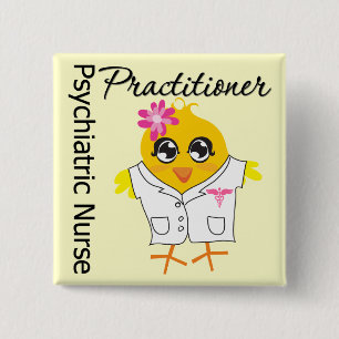 Badge Carré 5 Cm Praticienne psychiatrique d'infirmière du poussin