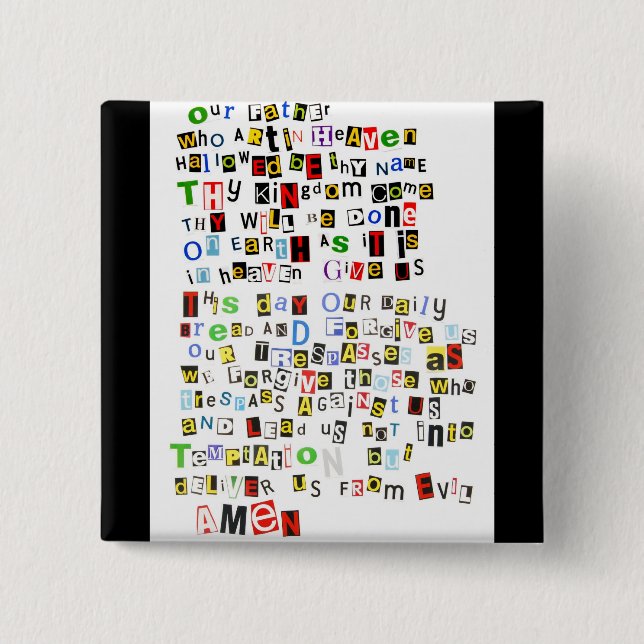 Badge Carré 5 Cm Prayer de seigneur (Devant)