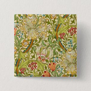 Badge Carré 5 Cm Pré-raphate de William Morris Golden Lily Vintage