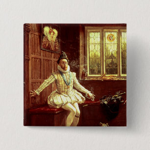 Badge Carré 5 Cm Première fumée de monsieur Walter Raleigh