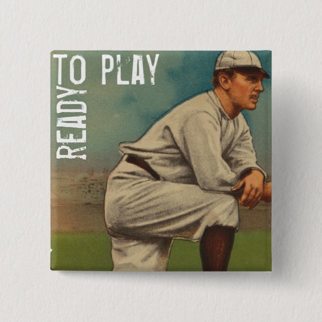 Badge Carré 5 Cm Préparez pour jouer (Devant)