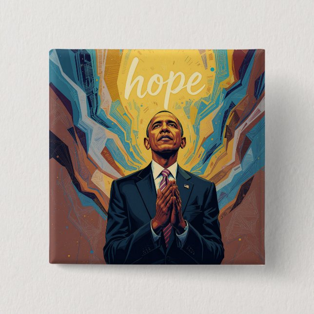 Badge Carré 5 Cm President Barack Obama and the Message of Hope  (Devant)